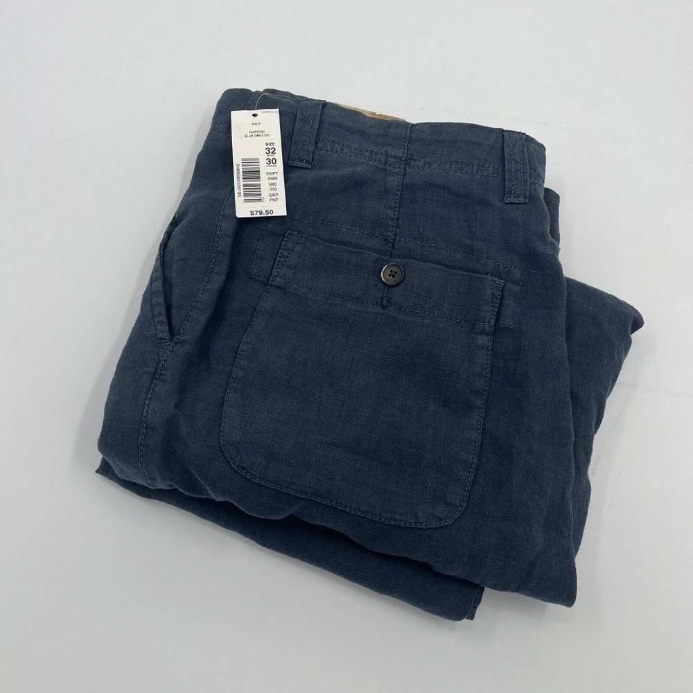 Caribbean Dark Gray 100% Linen Drawstring Pants 32 X 30 NWT
